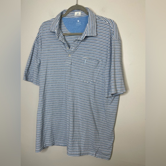 Johnnie-O Hangin' Out Polo Shirt Mens’s Size XXL Blue Striped Golf Short Sleeve - Picture 1 of 4